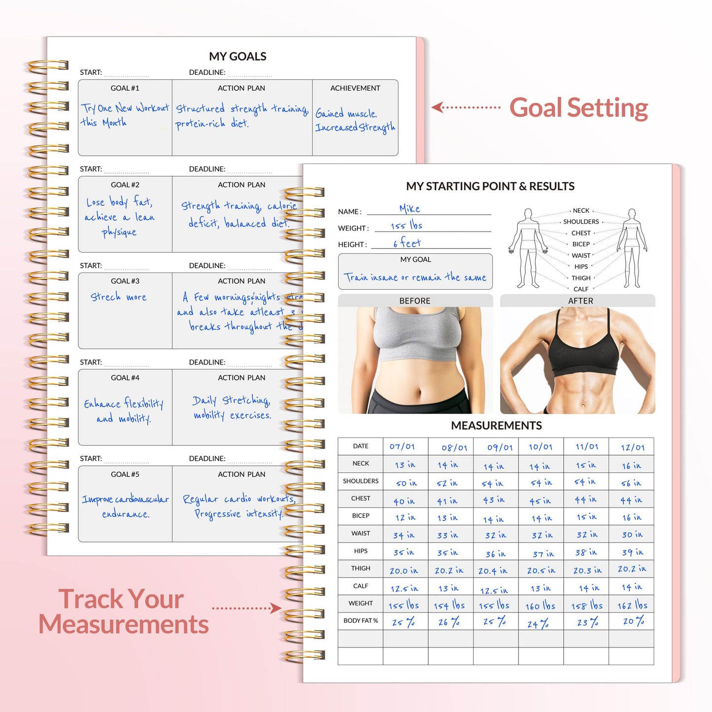 Fitness Journal Workout Planner for Women & Men, A5 (6.4" x 8.3") Workout Journal Log Book Planner Gift for Track Gym Essentials, Home Workouts, Track Progress, Achieve Wellness Goals, Black - My Store