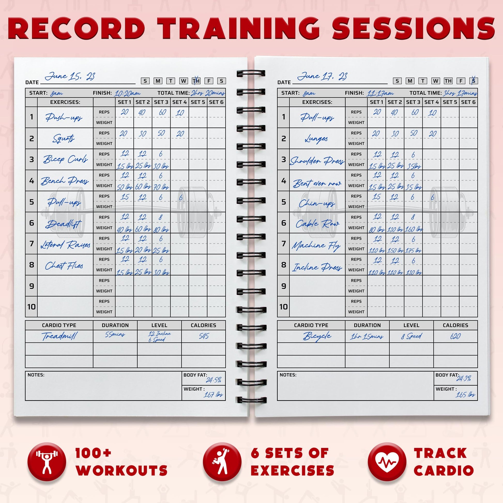 Workout Planner for Daily Fitness Tracking & Goals Setting - A5 Size, 6” x 8”, Charcoal Gray - Men & Women Personal Home & Gym Training Diary - Log Book Journal - by Workout Log Gym - My Store