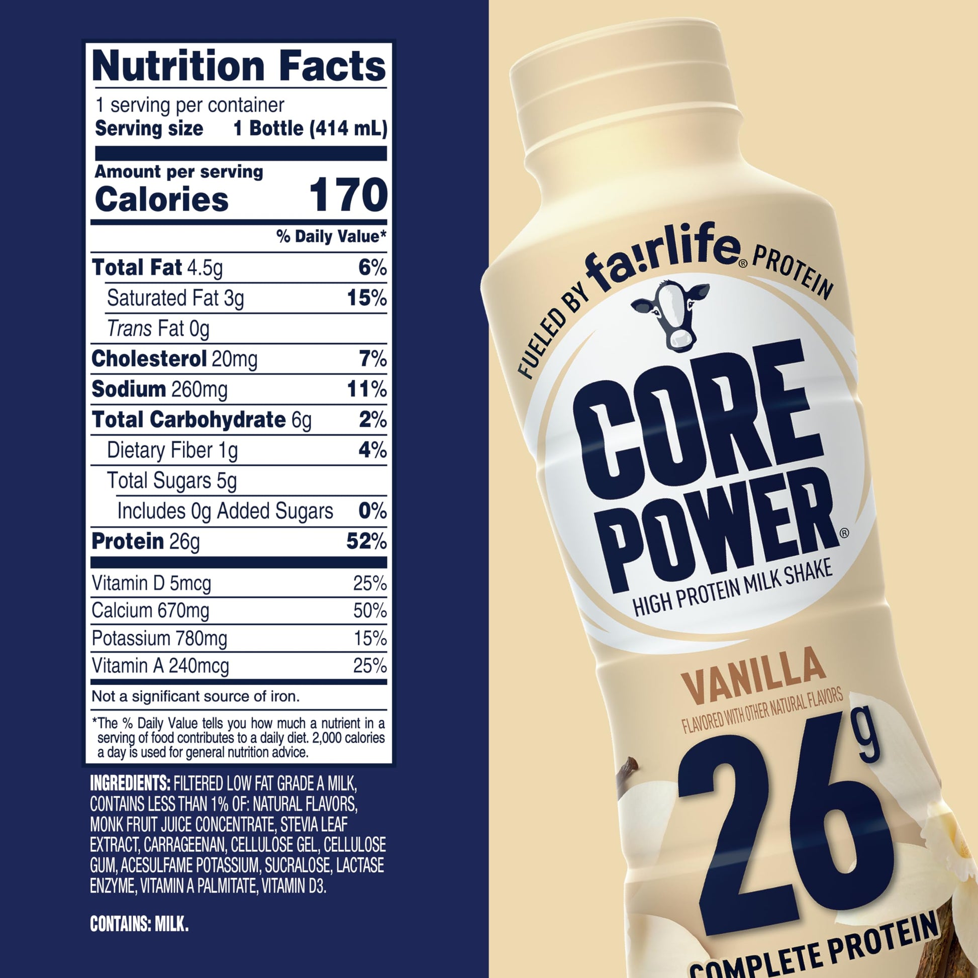 Core Power Protein Shake, Chocolate, 26g Bottle, 14oz, 12 Pack - My Store