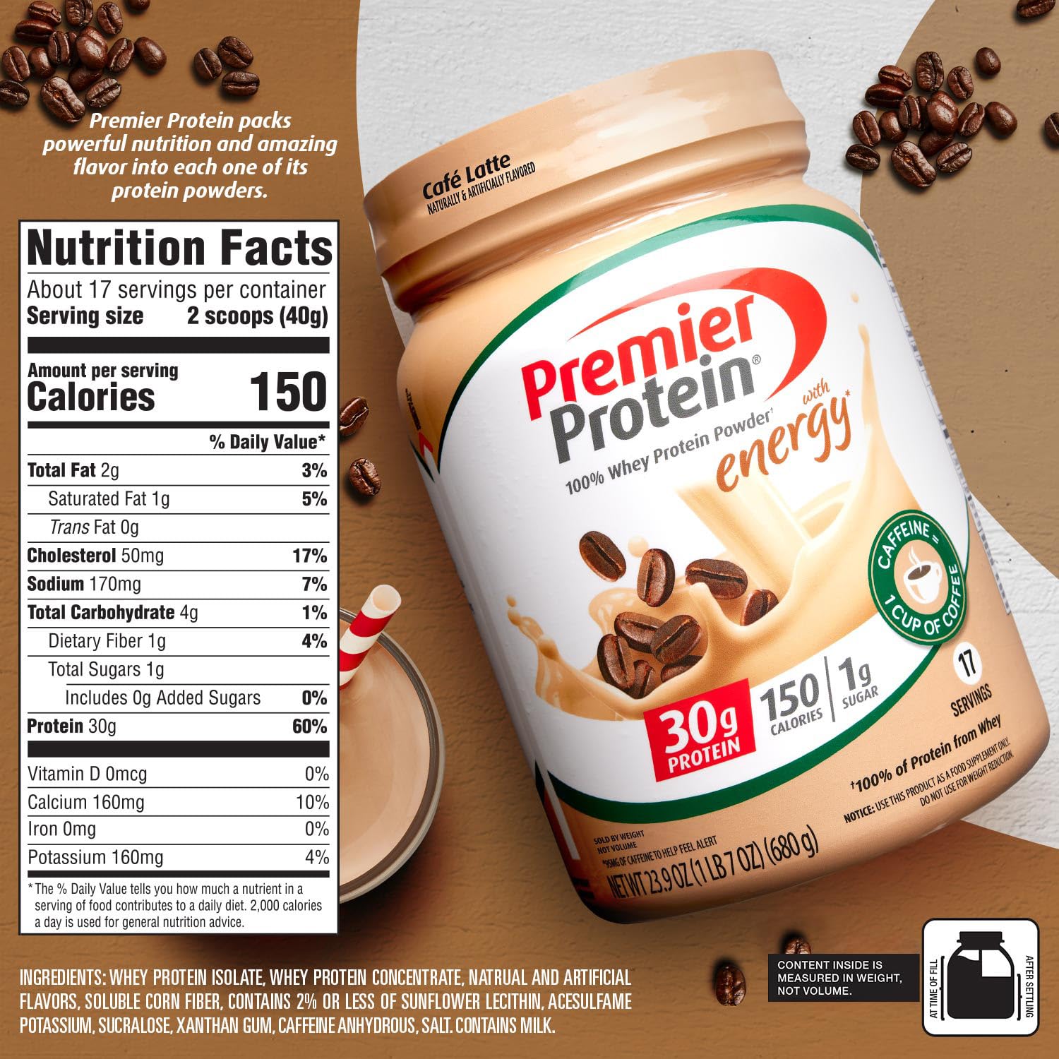 Premier Protein Powder, Vanilla Milkshake, 30g Protein, 1g Sugar, 100% Whey Protein, Keto Friendly, No Soy Ingredients, Gluten Free, 17 Servings, 23.3 Ounces - My Store