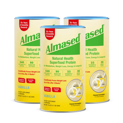 Almased Vanilla Meal Replacement Shake - Low-Glycemic High Plant Base Protein Powder- Nutritional Weight Health Support Supplement - Vanilla Flavor - 17.6 oz (1.1 Pound (1 Pack)) - My Store