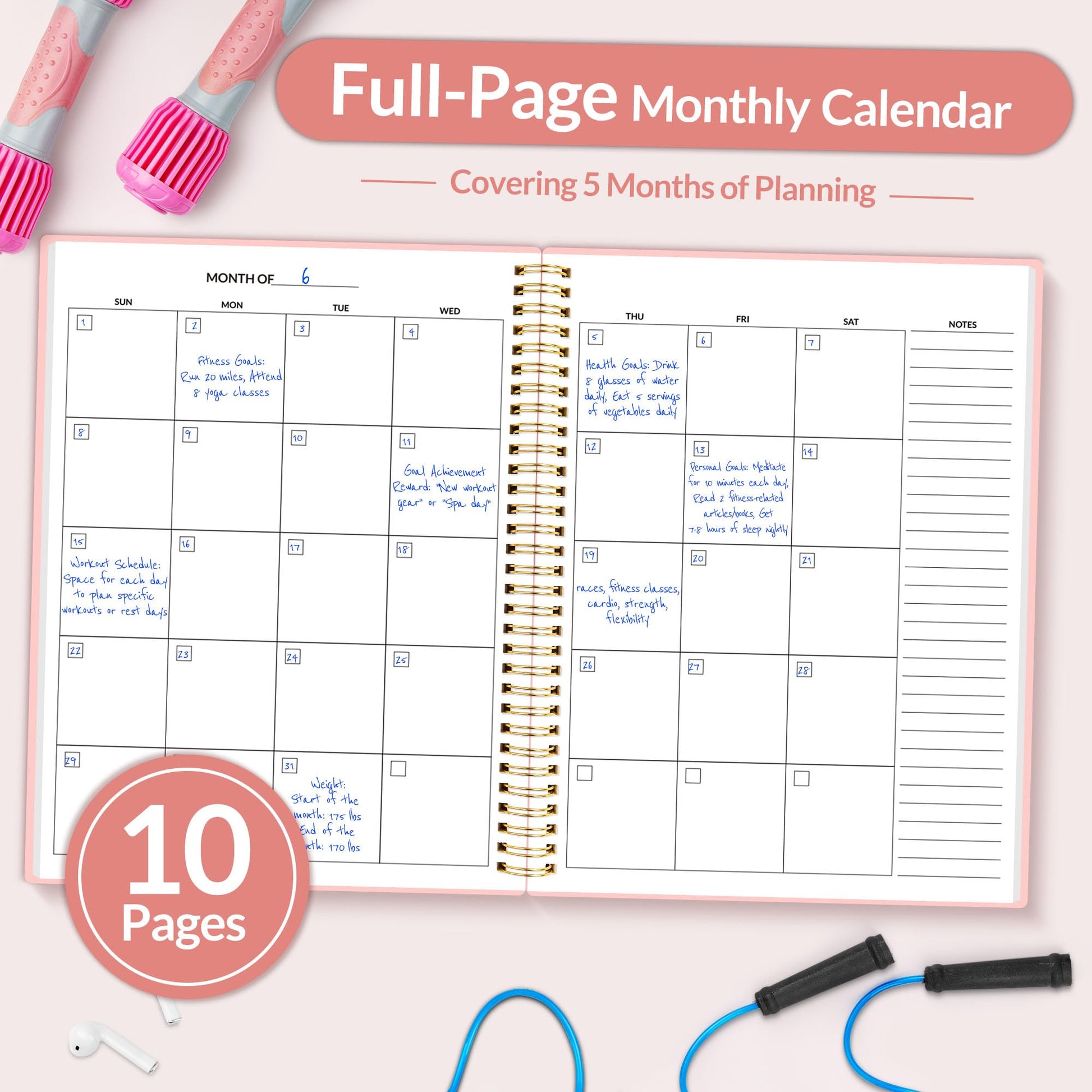 Fitness Journal Workout Planner for Women & Men, A5 (6.4" x 8.3") Workout Journal Log Book Planner Gift for Track Gym Essentials, Home Workouts, Track Progress, Achieve Wellness Goals, Black - My Store