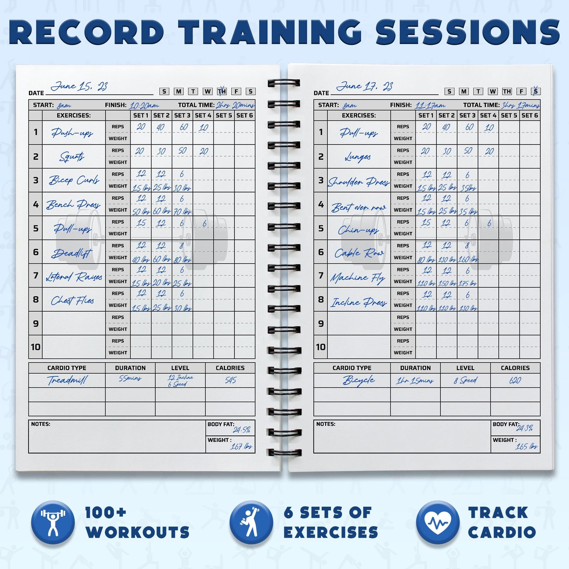 Workout Planner for Daily Fitness Tracking & Goals Setting - A5 Size, 6” x 8”, Charcoal Gray - Men & Women Personal Home & Gym Training Diary - Log Book Journal - by Workout Log Gym - My Store