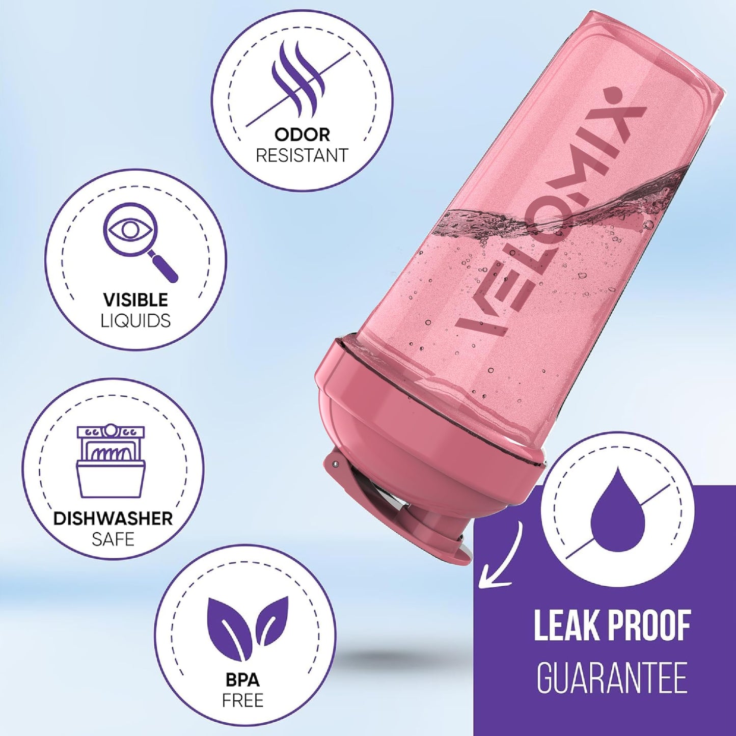 VELOMIX - 2 Pack- 28 oz Protein Shaker Bottles for Protein Mixes - 2x Wire Whisk | Leak Proof Shaker Cups for Protein Shakes | Protein Shaker Bottle Pack (Black/Transparent) - My Store