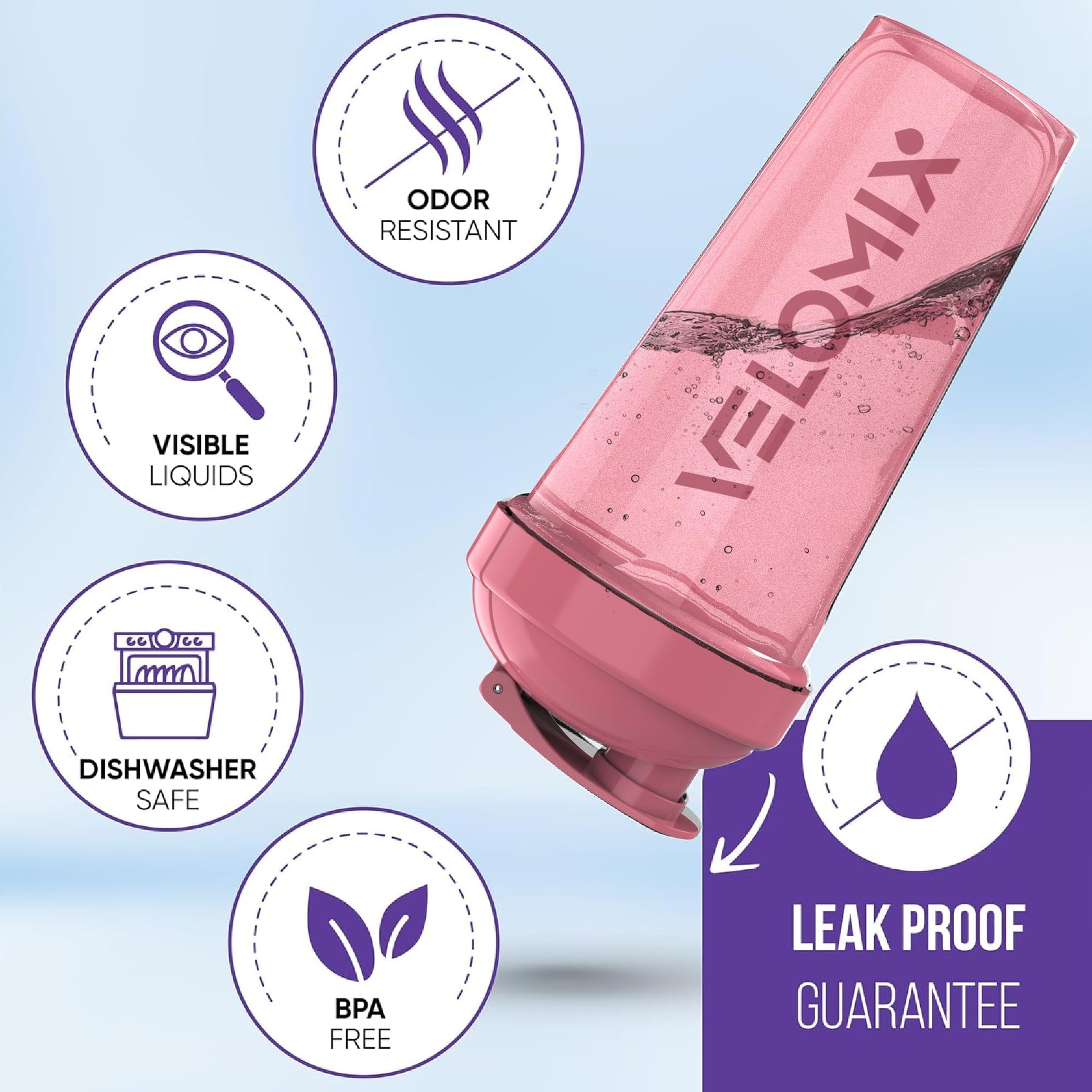 VELOMIX - 2 Pack- 28 oz Protein Shaker Bottles for Protein Mixes - 2x Wire Whisk | Leak Proof Shaker Cups for Protein Shakes | Protein Shaker Bottle Pack (Black/Transparent) - My Store