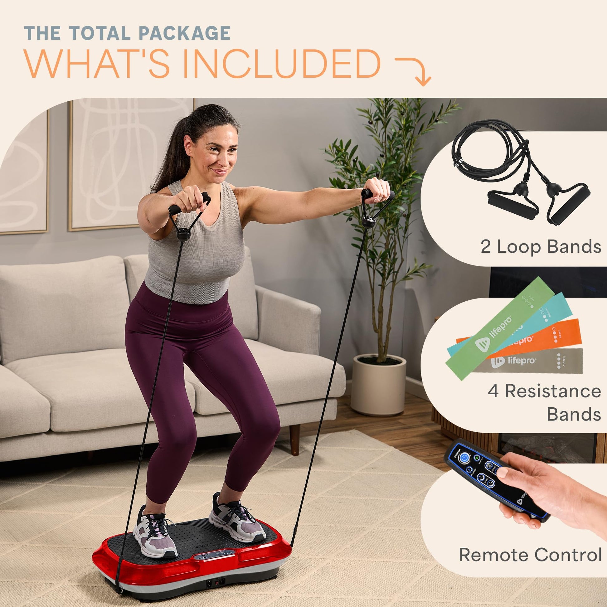 Lifepro Waver Vibration Plate Exercise Machine for Lymphatic Drainage, Muscle Activation, Full-Body Workout Vibrating Platform with Loop Bands, Fitness Equipment for Strength Toning & Fat Loss - My Store