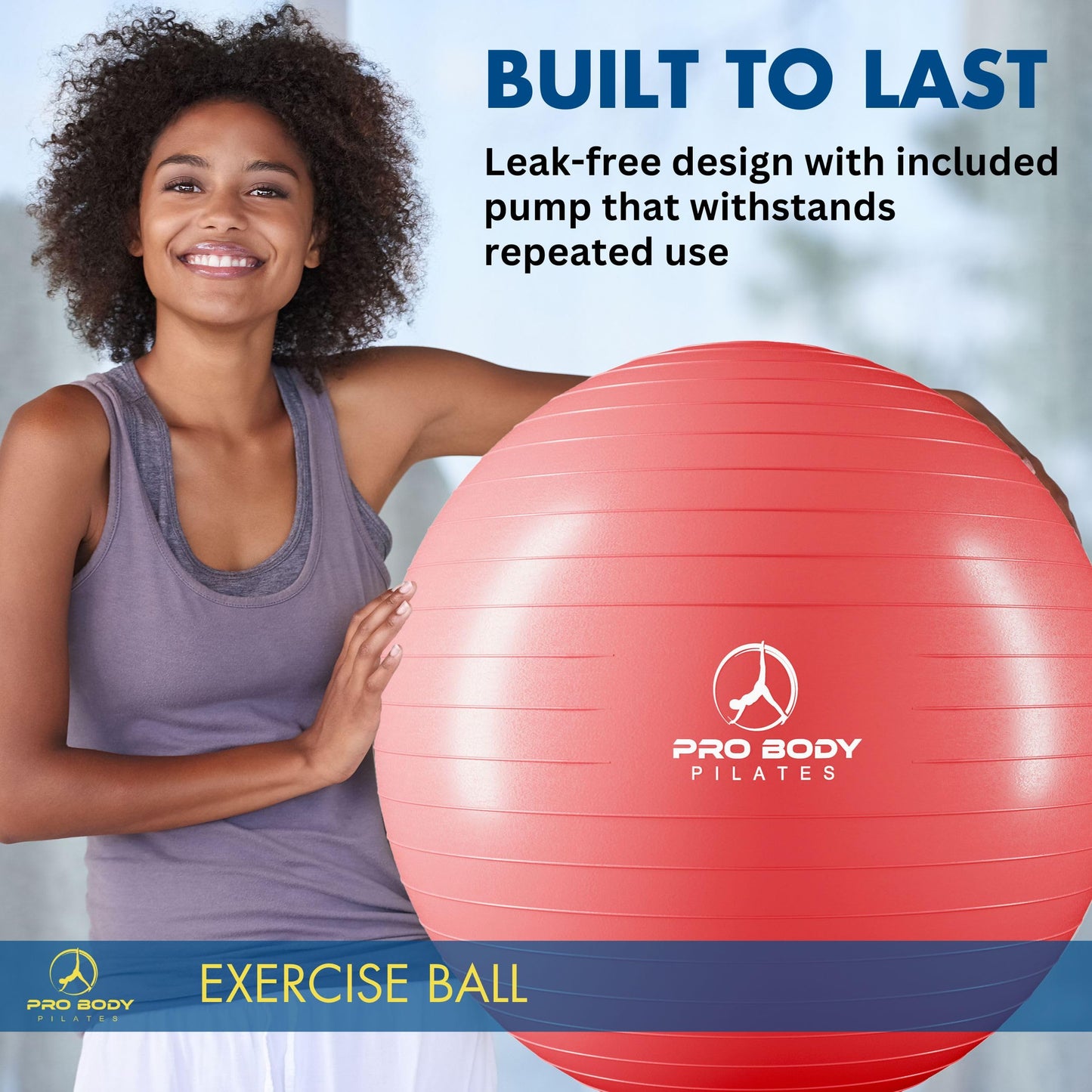 ProBody Pilates Exercise Ball - Multiple Sizes Gym Grade Balance Ball for Fitness, Yoga, Workout, Pregnancy & Physical Therapy - My Store