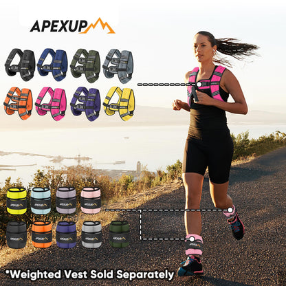 APEXUP 10lbs/Pair Adjustable Ankle Weights for Women and Men, Modularized Leg Weight Straps for Yoga, Walking, Running, Aerobics, Gym