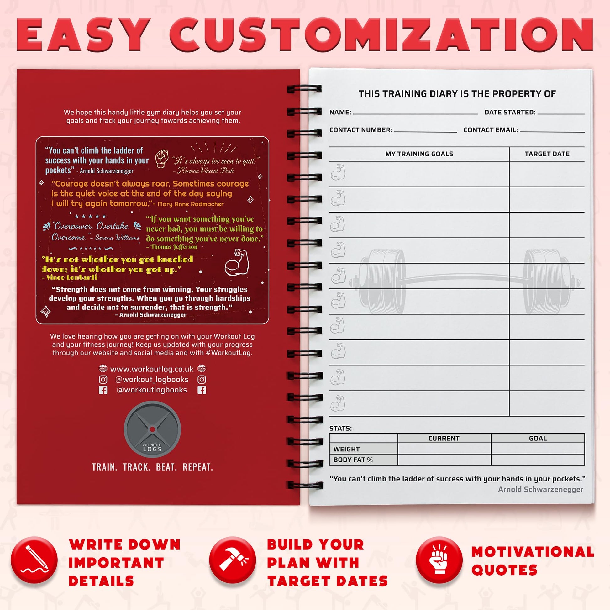 Workout Planner for Daily Fitness Tracking & Goals Setting - A5 Size, 6” x 8”, Charcoal Gray - Men & Women Personal Home & Gym Training Diary - Log Book Journal - by Workout Log Gym - My Store