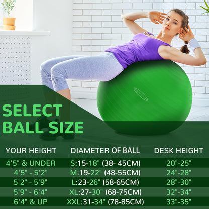 Anti-Burst and Slip Resistant Exercise Yoga Fitness Birthing Ball with Quick Pump, 2,000-Pound Capacity, Multiple Colors and Sizes - My Store
