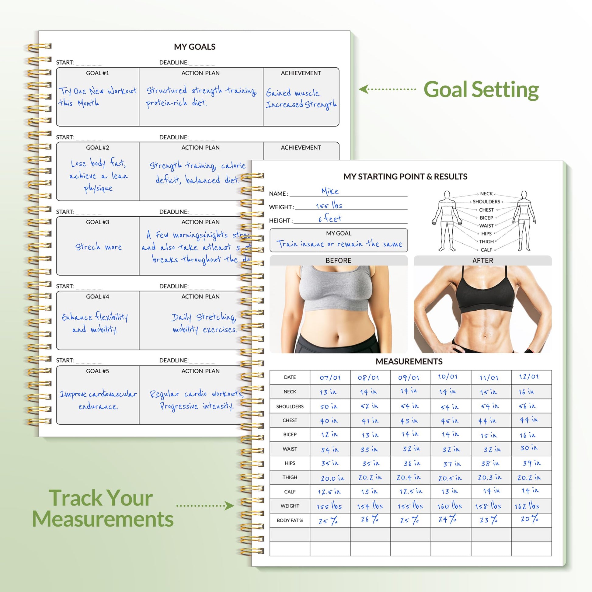 Fitness Journal Workout Planner for Women & Men, A5 (6.4" x 8.3") Workout Journal Log Book Planner Gift for Track Gym Essentials, Home Workouts, Track Progress, Achieve Wellness Goals, Black - My Store