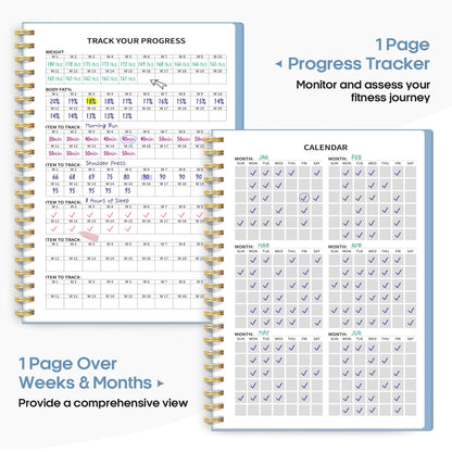 Fitness Workout Journal for Women & Men, A5(5.5" x 8.2") Workout Log Book Planner for Tracking, Progress, and Achieving Your Wellness Goals - Green - My Store