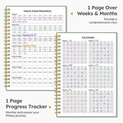 Fitness Workout Journal for Women & Men, A5(5.5" x 8.2") Workout Log Book Planner for Tracking, Progress, and Achieving Your Wellness Goals - Green - My Store