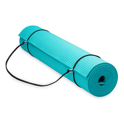 Gaiam Essentials Thick and Thin Yoga Mat Fitness & Exercise Mat with Easy-Cinch Carrier Strap - My Store