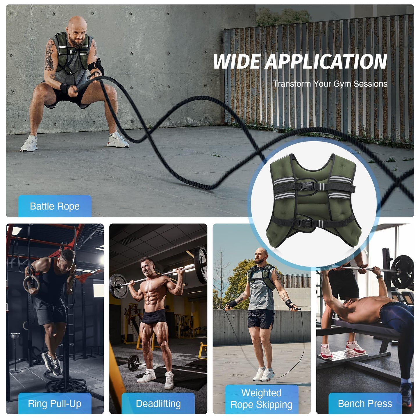 ZELUS Weighted Vest, 6lb/8lb/12lb/16lb/20lb/25lb/30lb Weight Vest with Reflective Stripe for Workout, Strength Training, Running, Fitness, Muscle Building, Weight Loss, Weightlifting - My Store