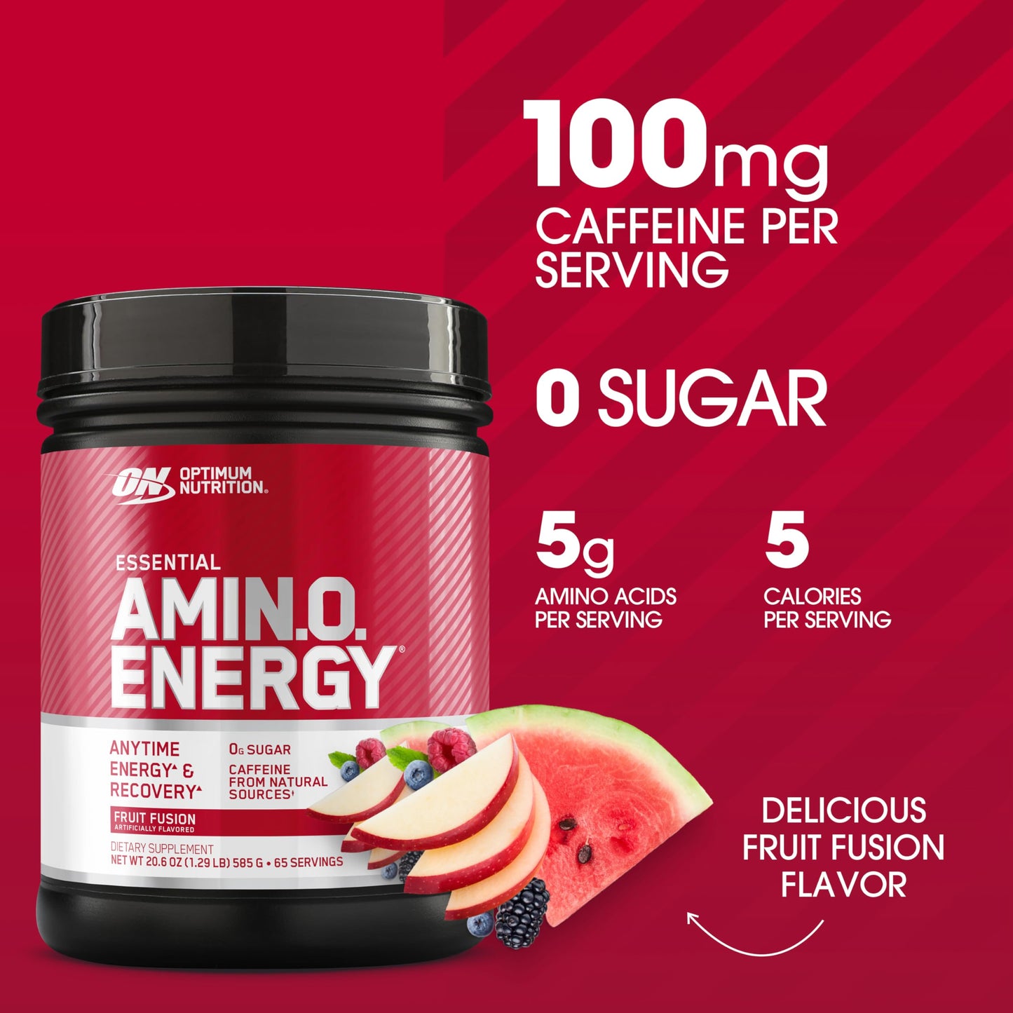 Optimum Nutrition Amino Energy - Pre Workout with Green Tea, BCAA, Amino Acids, Keto Friendly, Green Coffee Extract, Energy Powder - Concord Grape, 65 Servings (Packaging May Vary)