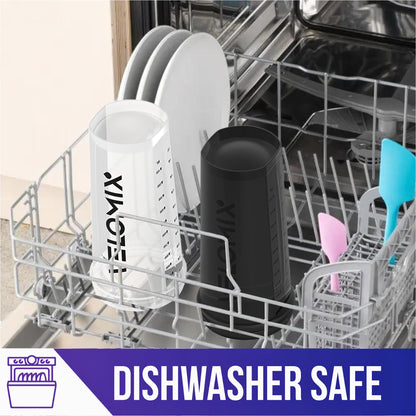 VELOMIX - 2 Pack- 28 oz Protein Shaker Bottles for Protein Mixes - 2x Wire Whisk | Leak Proof Shaker Cups for Protein Shakes | Protein Shaker Bottle Pack (Black/Transparent) - My Store