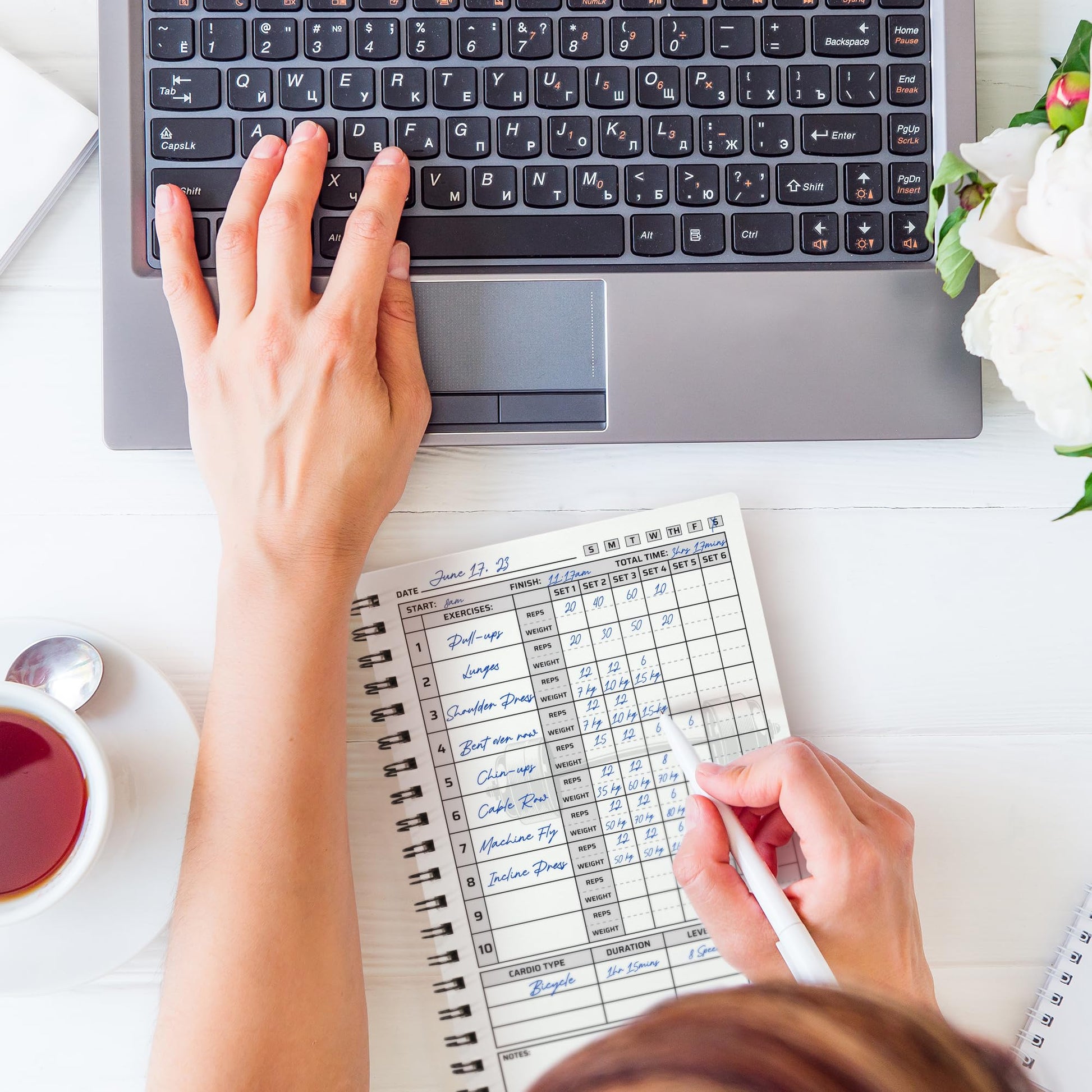 Workout Planner for Daily Fitness Tracking & Goals Setting - A5 Size, 6” x 8”, Charcoal Gray - Men & Women Personal Home & Gym Training Diary - Log Book Journal - by Workout Log Gym - My Store