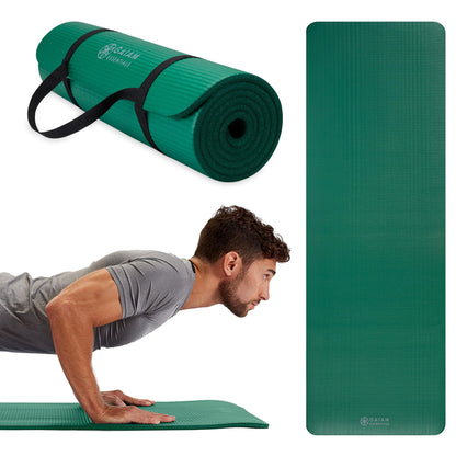Gaiam Essentials Thick and Thin Yoga Mat Fitness & Exercise Mat with Easy-Cinch Carrier Strap - My Store