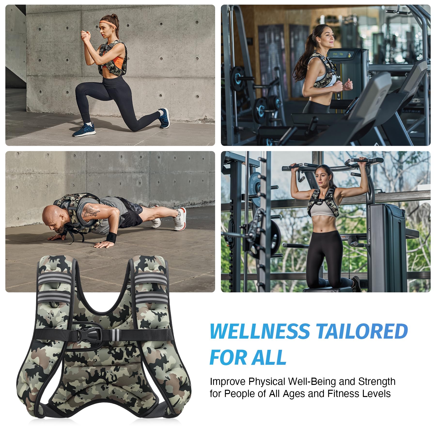 ZELUS Weighted Vest, 6lb/8lb/12lb/16lb/20lb/25lb/30lb Weight Vest with Reflective Stripe for Workout, Strength Training, Running, Fitness, Muscle Building, Weight Loss, Weightlifting - My Store