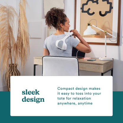 Homedics Back Massager - Heated Automatic Percussion Back, Body and Neck Massager with Dual Pivoting Heads, Interchangeable Nodes, for Shoulders, Legs and Feet, White - My Store