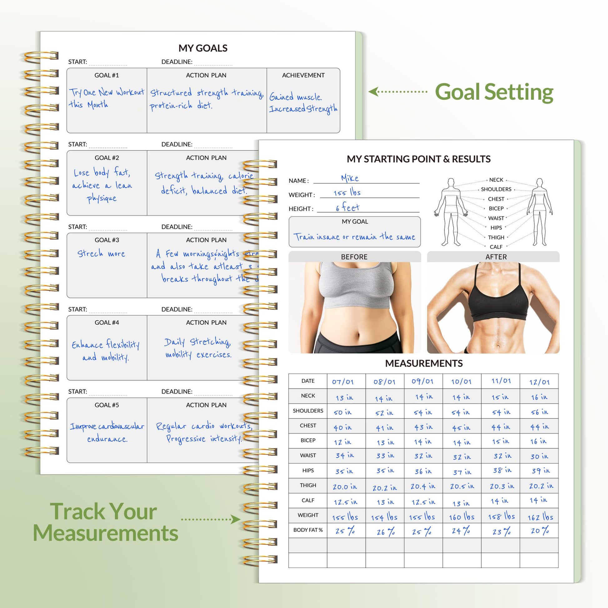 Fitness Journal Workout Planner for Women & Men, A5 (6.4" x 8.3") Workout Journal Log Book Planner Gift for Track Gym Essentials, Home Workouts, Track Progress, Achieve Wellness Goals, Black - My Store