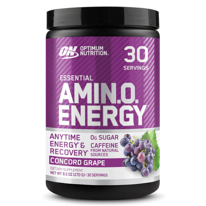 Optimum Nutrition Amino Energy - Pre Workout with Green Tea, BCAA, Amino Acids, Keto Friendly, Green Coffee Extract, Energy Powder - Concord Grape, 65 Servings (Packaging May Vary)