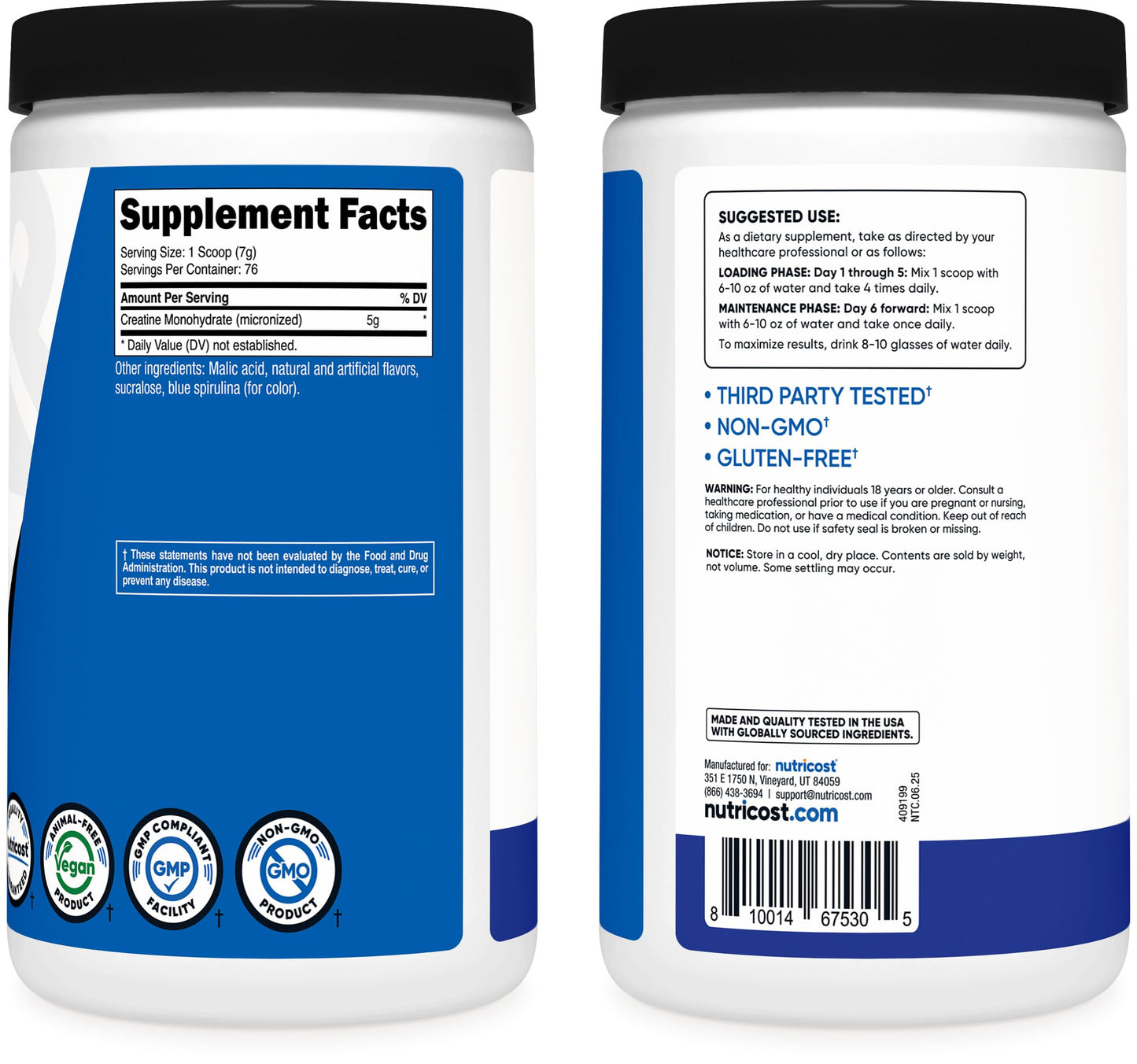 Nutricost Creatine Monohydrate Micronized Powder 500G, 5000mg Per Serv (5g) - 100 Servings, 17.9 Oz - My Store