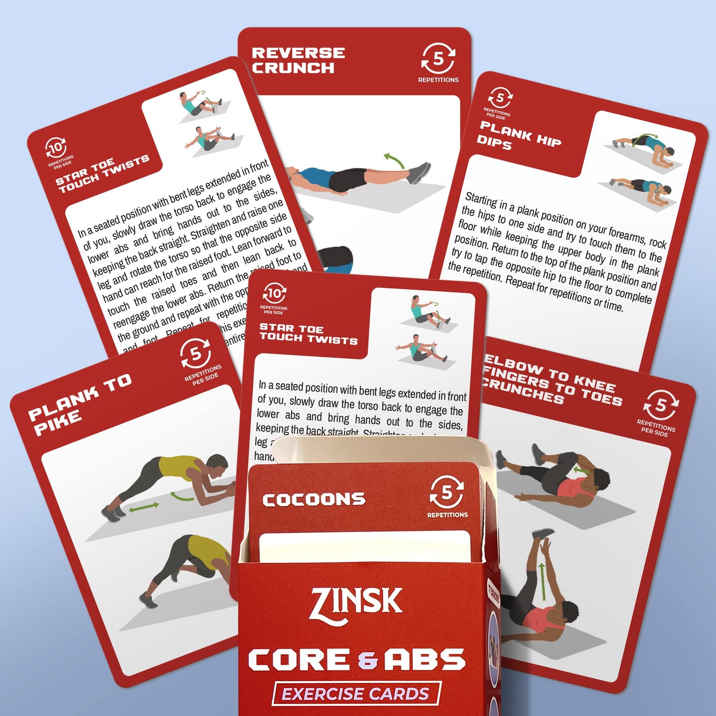 Abs and Core Exercise Cards – 75+ Workout Cards to Help Build Core Strength, Stability, Outdoor, Work from Home Fitness Workout - My Store