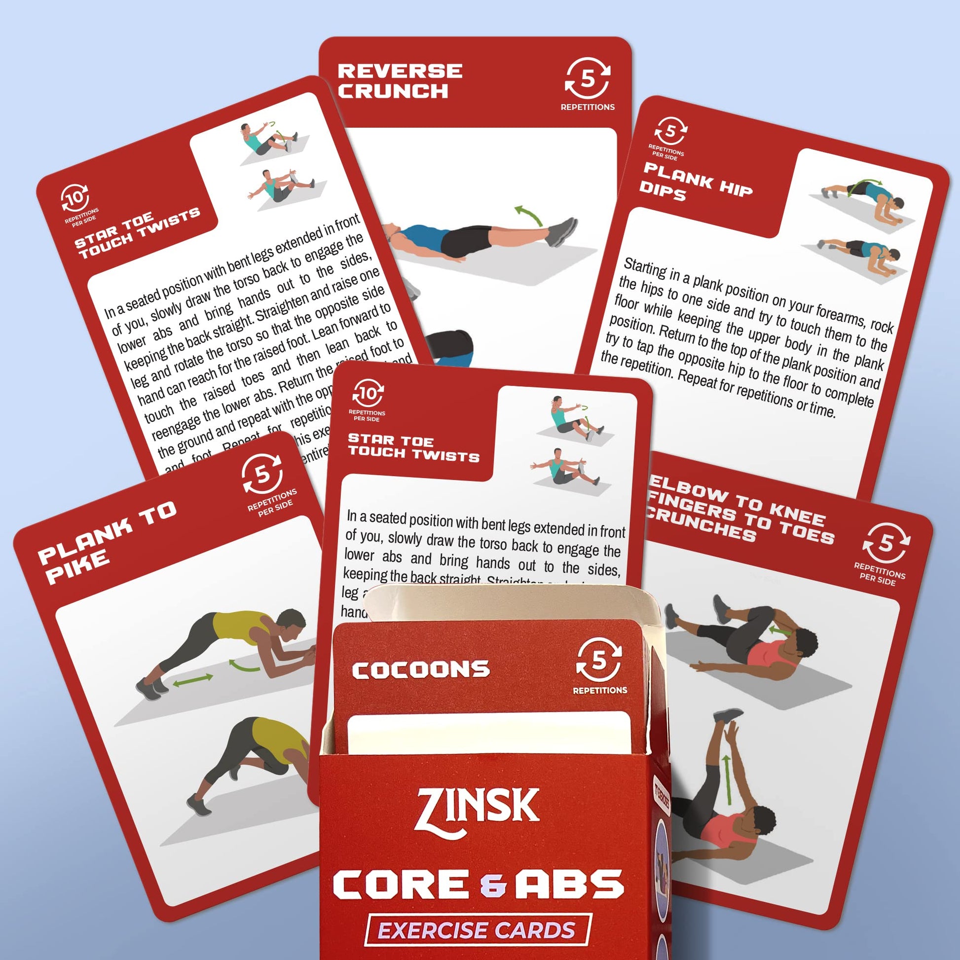 Abs and Core Exercise Cards – 75+ Workout Cards to Help Build Core Strength, Stability, Outdoor, Work from Home Fitness Workout - My Store