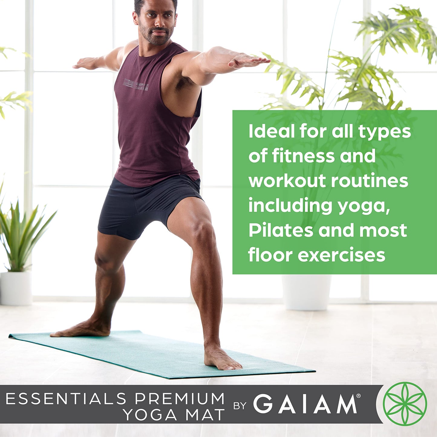 Gaiam Essentials Thick and Thin Yoga Mat Fitness & Exercise Mat with Easy-Cinch Carrier Strap - My Store