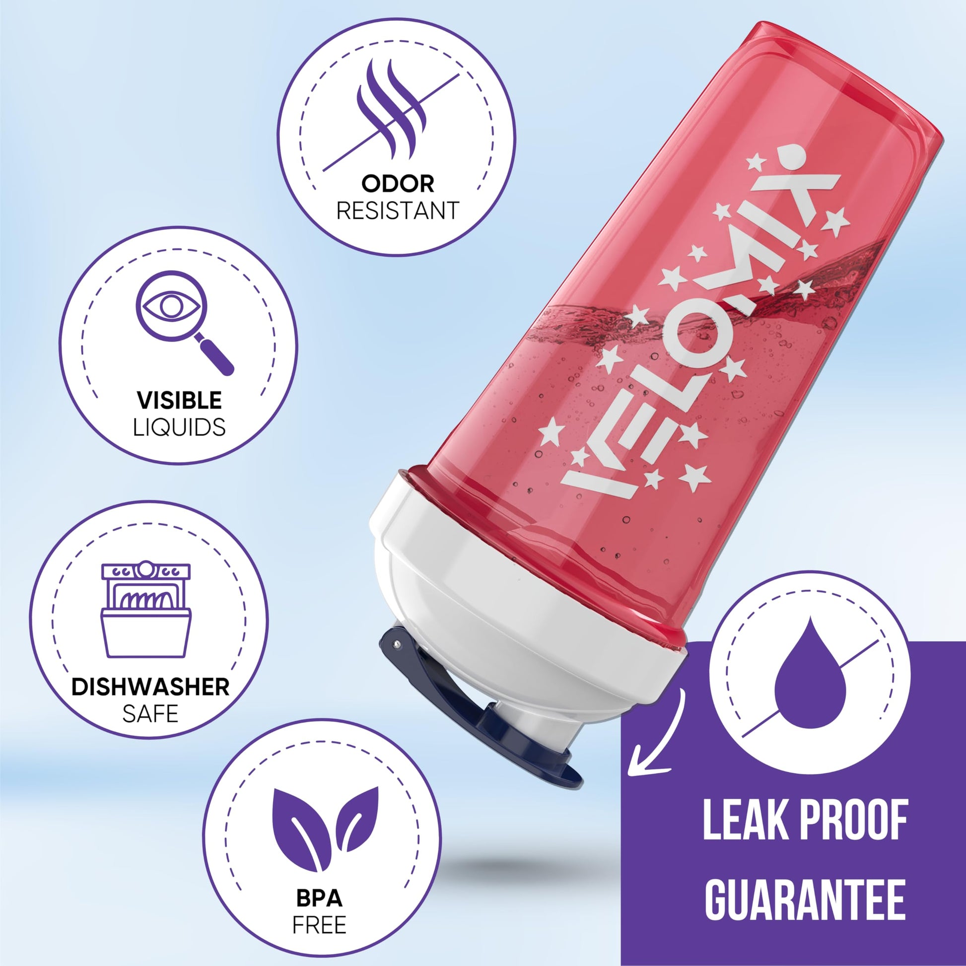 VELOMIX - 2 Pack- 28 oz Protein Shaker Bottles for Protein Mixes - 2x Wire Whisk | Leak Proof Shaker Cups for Protein Shakes | Protein Shaker Bottle Pack (Black/Transparent) - My Store