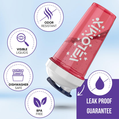 VELOMIX - 2 Pack- 28 oz Protein Shaker Bottles for Protein Mixes - 2x Wire Whisk | Leak Proof Shaker Cups for Protein Shakes | Protein Shaker Bottle Pack (Black/Transparent) - My Store