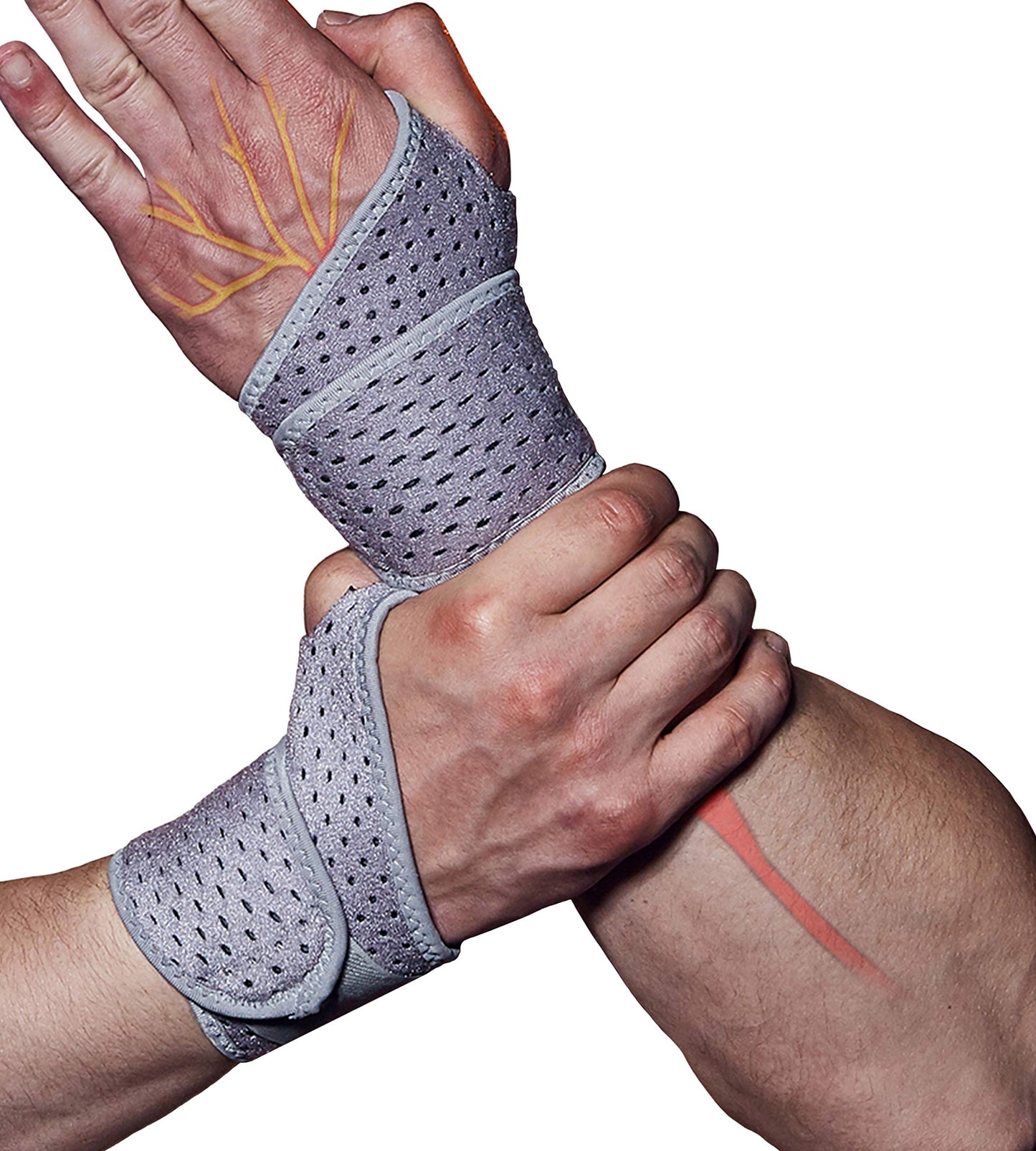 HiRui 2 Pack Wrist Compression Strap and Wrist Brace Sport Wrist Support for Fitness, Weightlifting, Tendonitis, Carpal Tunnel Arthritis, Pain Relief-Wear Anywhere-Adjustable (Black)