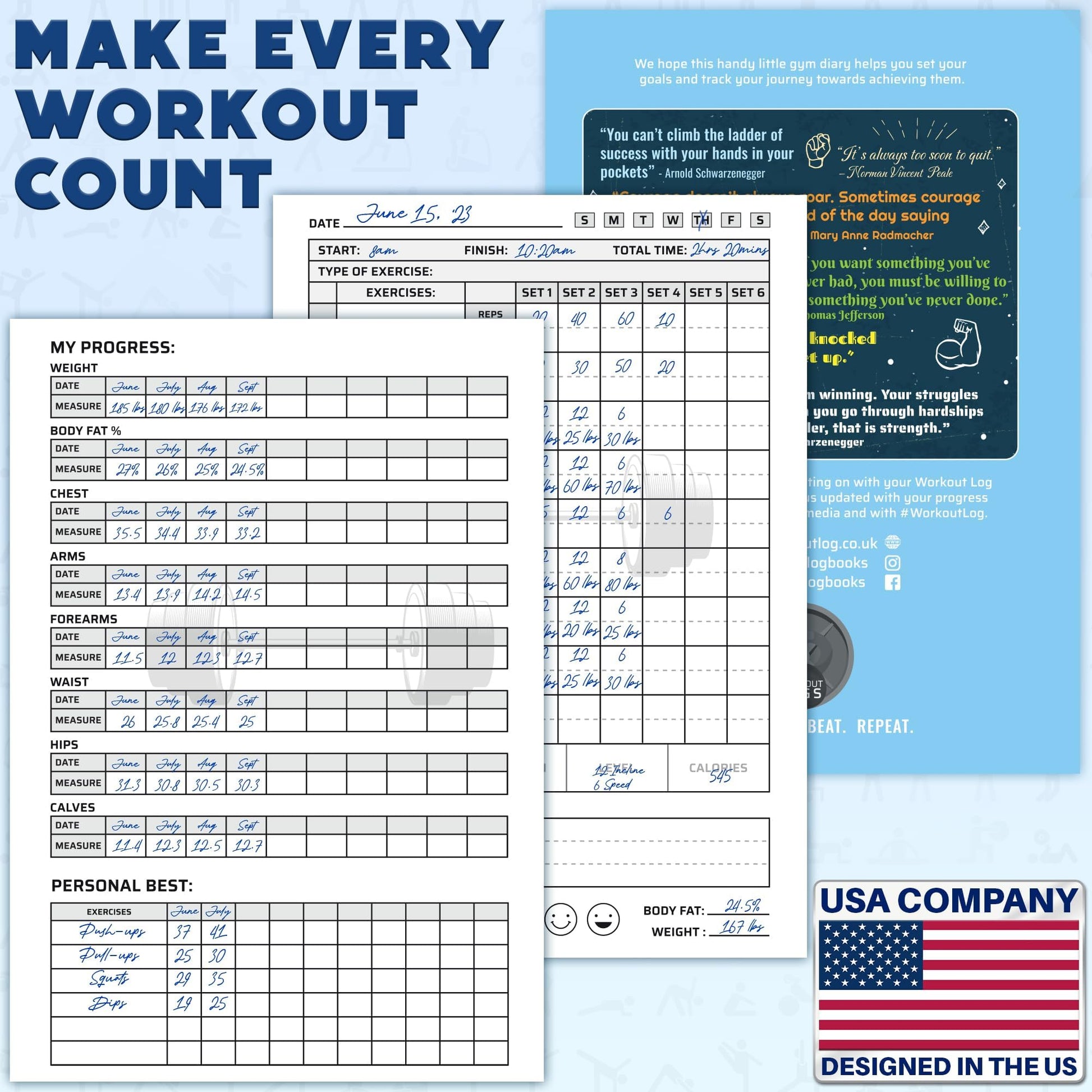 Workout Planner for Daily Fitness Tracking & Goals Setting - A5 Size, 6” x 8”, Charcoal Gray - Men & Women Personal Home & Gym Training Diary - Log Book Journal - by Workout Log Gym - My Store