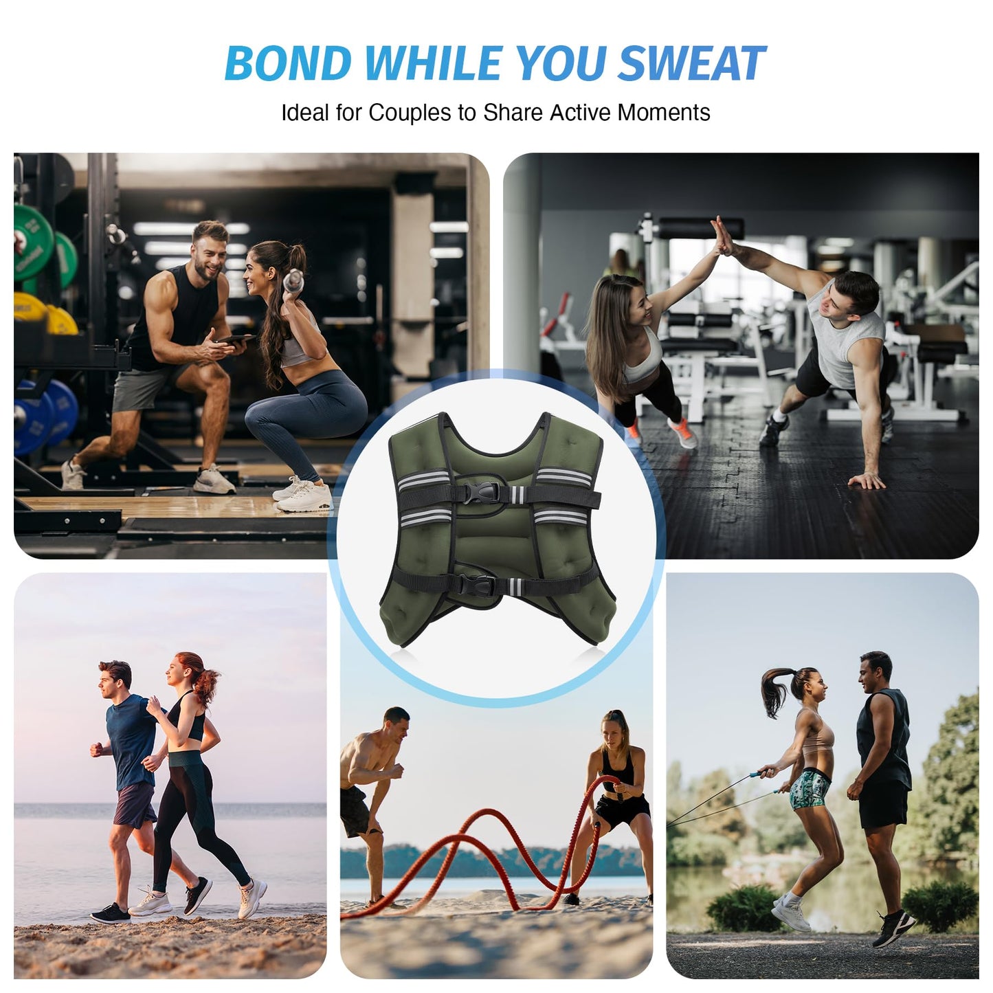 ZELUS Weighted Vest, 6lb/8lb/12lb/16lb/20lb/25lb/30lb Weight Vest with Reflective Stripe for Workout, Strength Training, Running, Fitness, Muscle Building, Weight Loss, Weightlifting - My Store