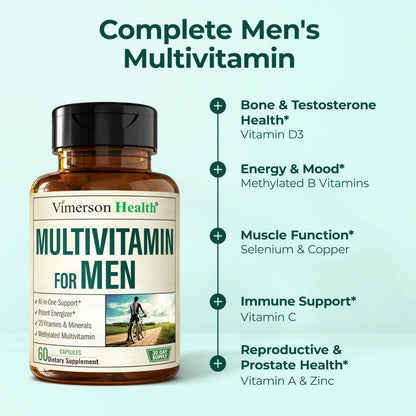 Multivitamin for Men – Methylated Mens Multivitamins & Multiminerals Capsules with Vitamin B12, A, D, C, Zinc, Magnesium & More for Complete Daily Support – High Potency Bioavailable Vitamins for Men - My Store