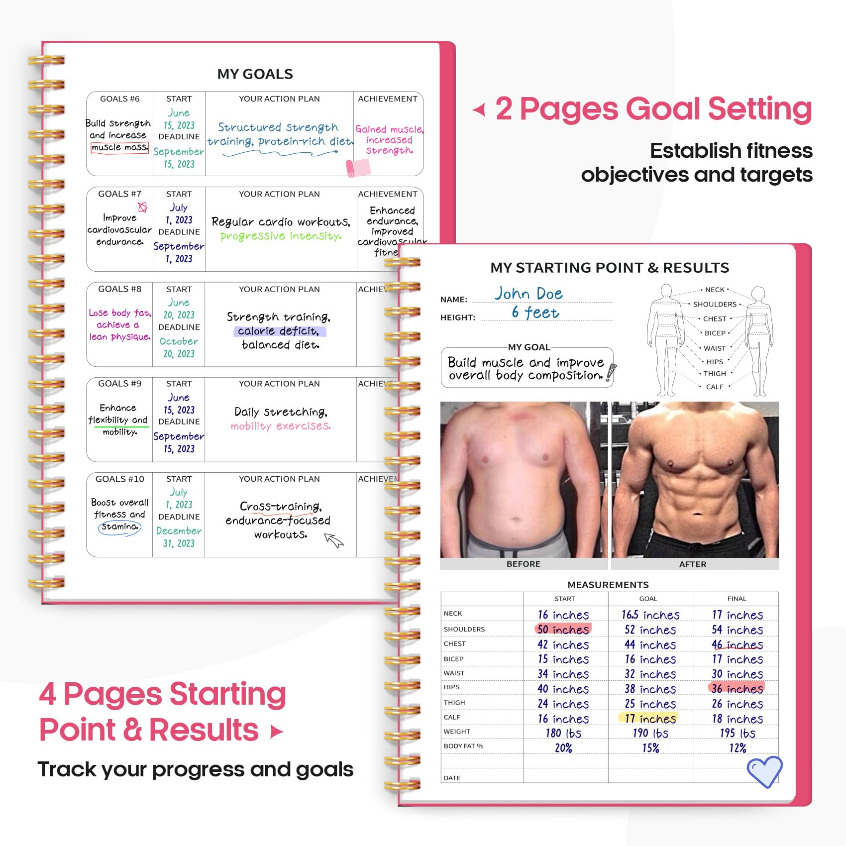 Fitness Workout Journal for Women & Men, A5(5.5" x 8.2") Workout Log Book Planner for Tracking, Progress, and Achieving Your Wellness Goals - Green - My Store
