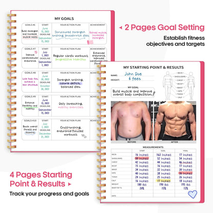Fitness Workout Journal for Women & Men, A5(5.5" x 8.2") Workout Log Book Planner for Tracking, Progress, and Achieving Your Wellness Goals - Green - My Store