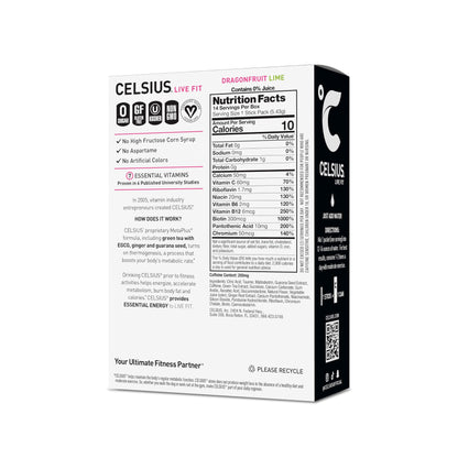 CELSIUS On-the-Go Powder Stick Zero Sugar (14 Sticks per Pack), Orange, 2.60 Oz