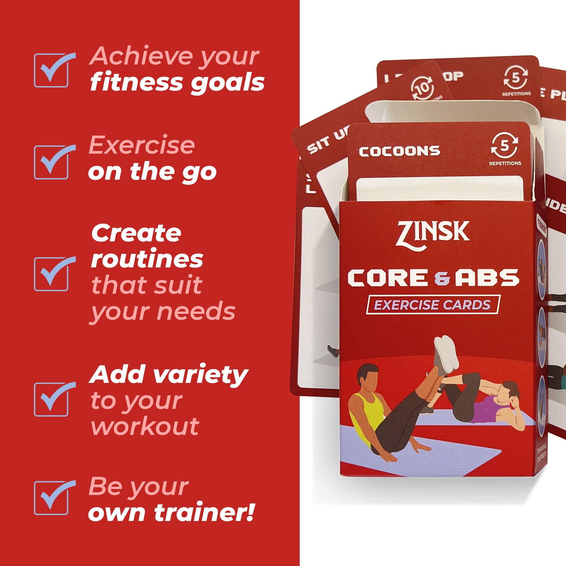 Abs and Core Exercise Cards – 75+ Workout Cards to Help Build Core Strength, Stability, Outdoor, Work from Home Fitness Workout - My Store
