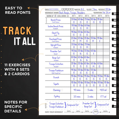Nextnoid Hardcover Fitness Journal Workout Planner for Men & Women - A5(5.7" x 8.3") Sturdy Workout Log Book to Track Gym & Home Workouts - My Store