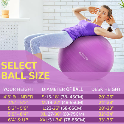 Anti-Burst and Slip Resistant Exercise Yoga Fitness Birthing Ball with Quick Pump, 2,000-Pound Capacity, Multiple Colors and Sizes - My Store