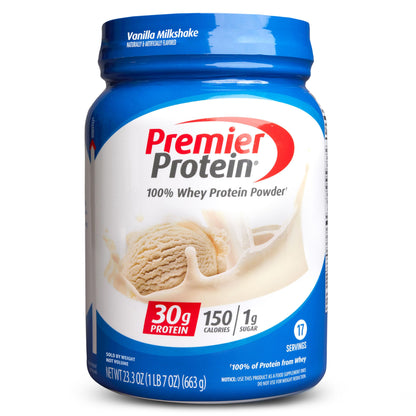 Premier Protein Powder, Vanilla Milkshake, 30g Protein, 1g Sugar, 100% Whey Protein, Keto Friendly, No Soy Ingredients, Gluten Free, 17 Servings, 23.3 Ounces - My Store