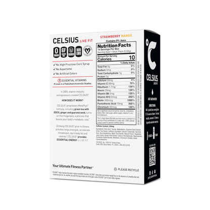 CELSIUS On-the-Go Powder Stick Zero Sugar (14 Sticks per Pack), Orange, 2.60 Oz