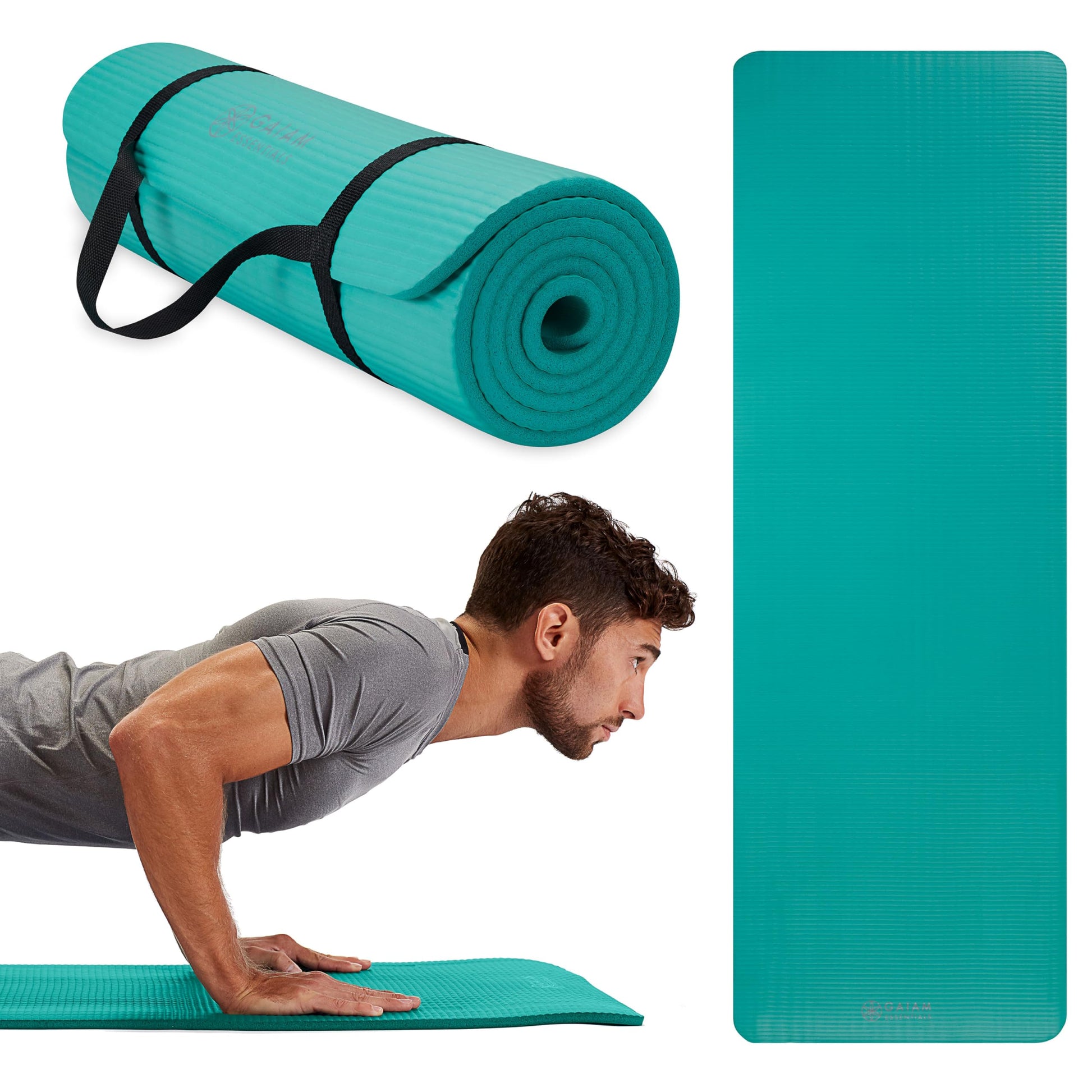 Gaiam Essentials Thick and Thin Yoga Mat Fitness & Exercise Mat with Easy-Cinch Carrier Strap - My Store