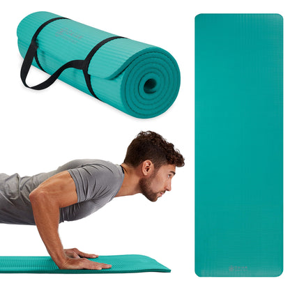 Gaiam Essentials Thick and Thin Yoga Mat Fitness & Exercise Mat with Easy-Cinch Carrier Strap - My Store