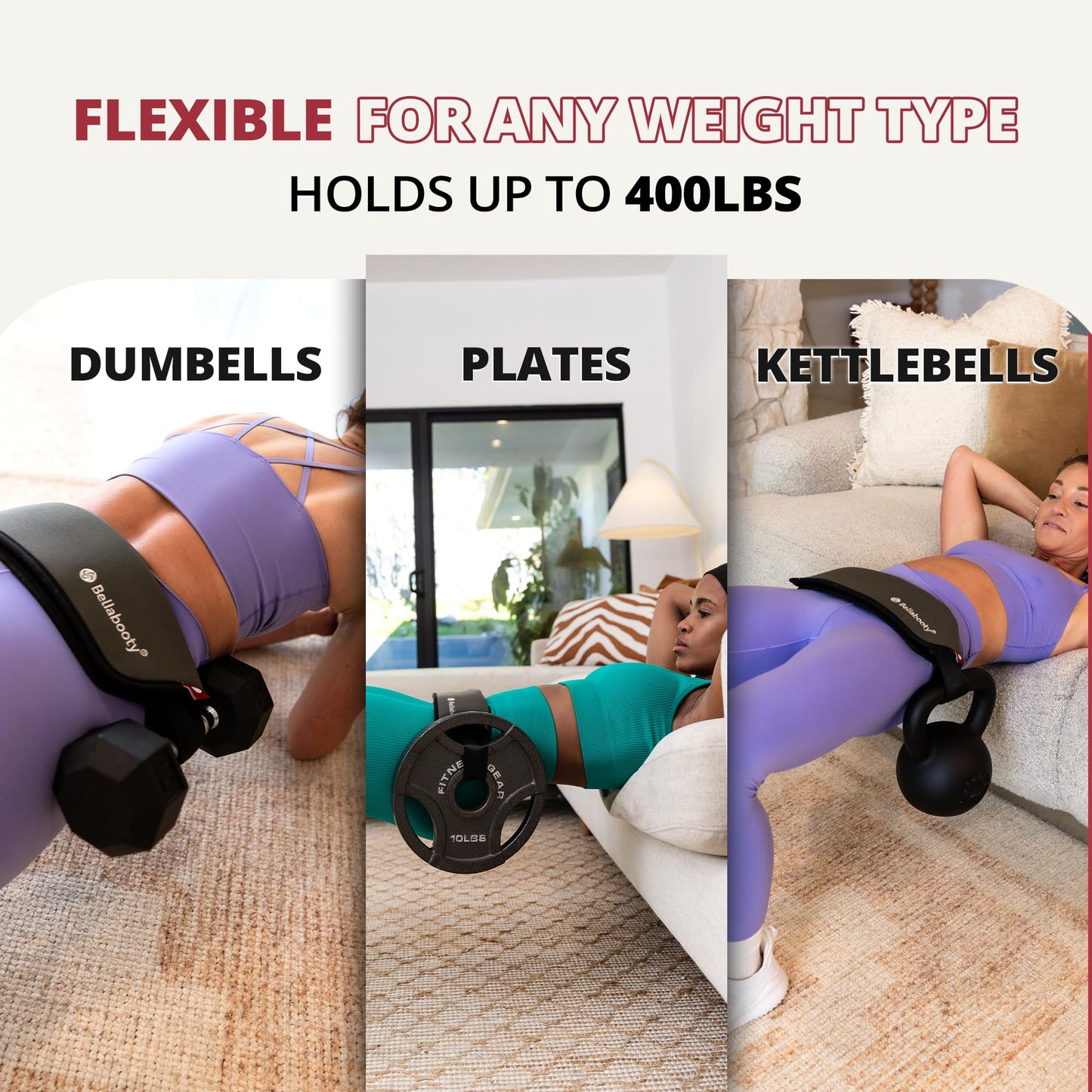 Bellabooty OG Belt - Bellabooty Exercise Hip Thrust Belt – For Dumbbells, Kettlebells, and Plates – Slip-Resistant Padding for Hip Protection – Perfect for Gym, Home, and On-the-Go Workouts