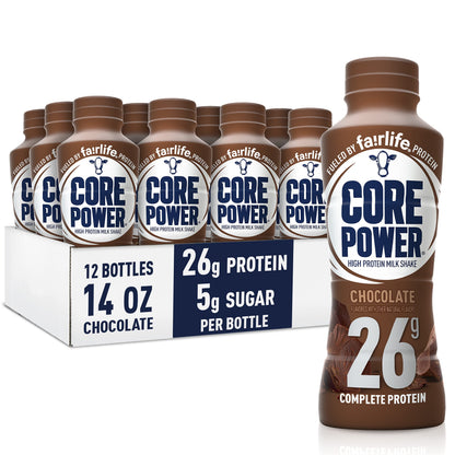 Core Power Protein Shake, Chocolate, 26g Bottle, 14oz, 12 Pack - My Store