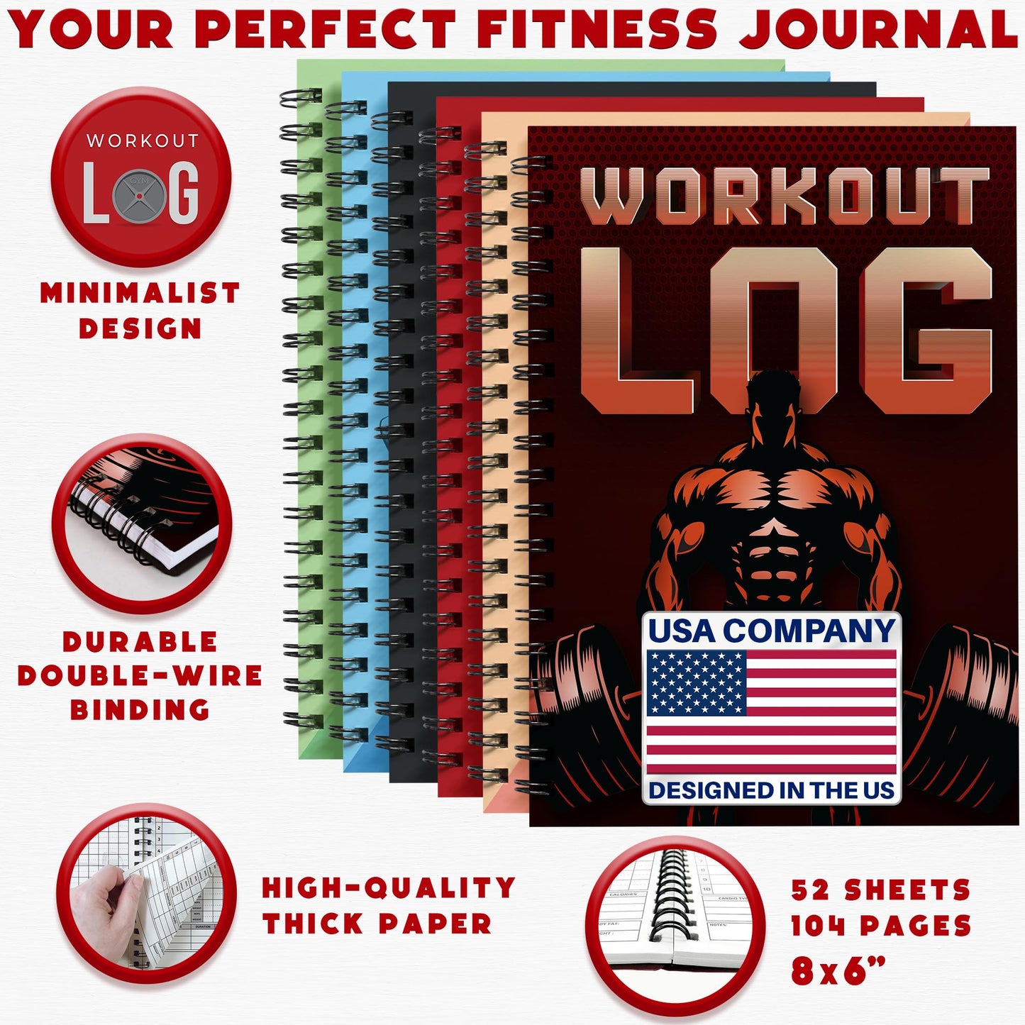 Workout Planner for Daily Fitness Tracking & Goals Setting - A5 Size, 6” x 8”, Charcoal Gray - Men & Women Personal Home & Gym Training Diary - Log Book Journal - by Workout Log Gym - My Store